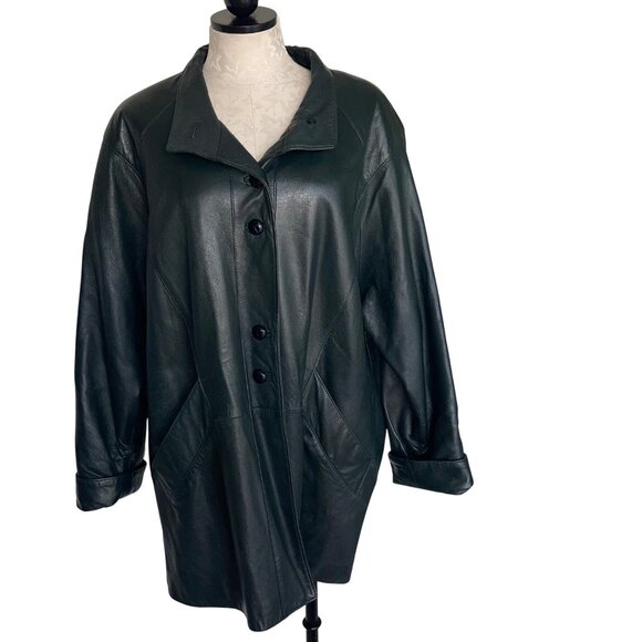 LLONARDO'S Jackets & Blazers - Llonardos Vintage Womens Jacket Size Large Green Leather Pockets Canada